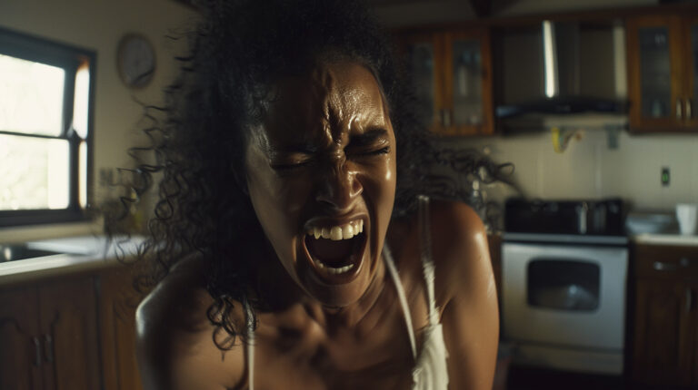 retrato de mulher mostrando emocoes fortes representando saude mental